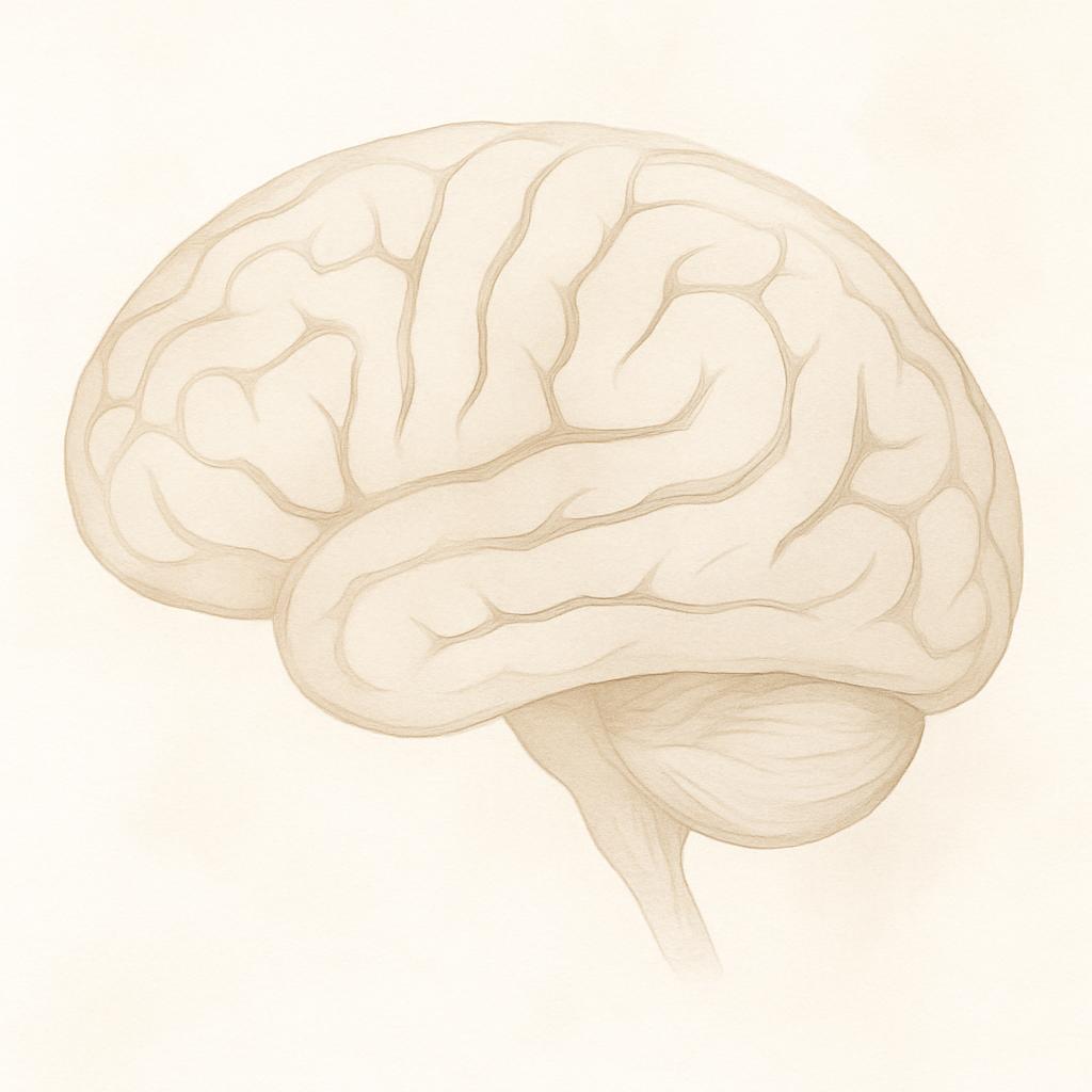 Arte minimalista do cérebro humano em tons de bege